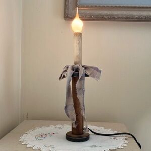 Night lamp/nightlight old antique yarn spool candle appearance